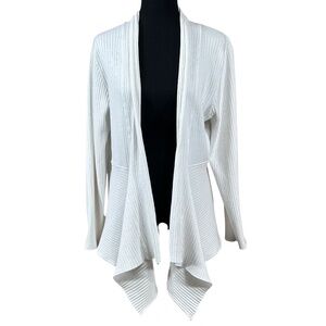 Willi Smith Woman White Draped Open Long Sleeve Cardigan Sweater Size 3X